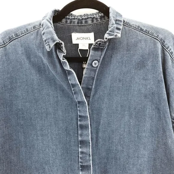 Monki Women's Blue Denim Button Down Shirt Dress Size XXS - Picture 6 of 6